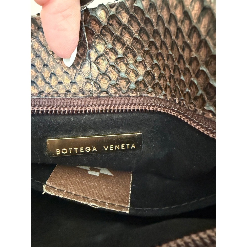 Vintage Bottega Veneta Python Shoulder Bag Metallic Bronze Exotic Leather Italy - Picture 13 of 15
